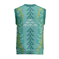 Teal Palaka Hawaii Iwa Bird Christmas Knitted V-Neck Vest Hawaiian Kakau Jade Vine Lei LT14 - Polynesian Pride