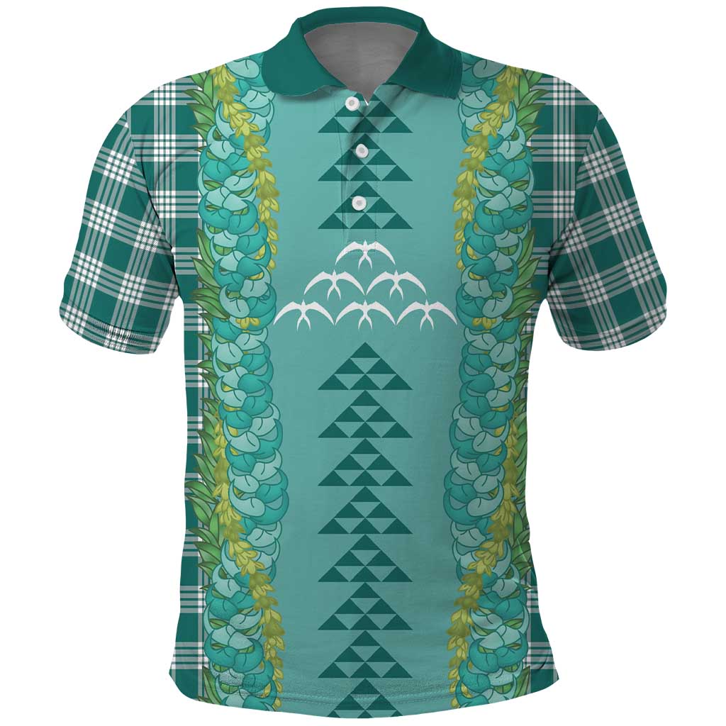 Teal Palaka Hawaii Iwa Bird Polo Shirt Hawaiian Kakau Jade Vine Lei LT14 Teal - Polynesian Pride