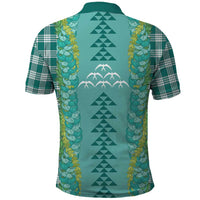 Teal Palaka Hawaii Iwa Bird Polo Shirt Hawaiian Kakau Jade Vine Lei LT14 - Polynesian Pride