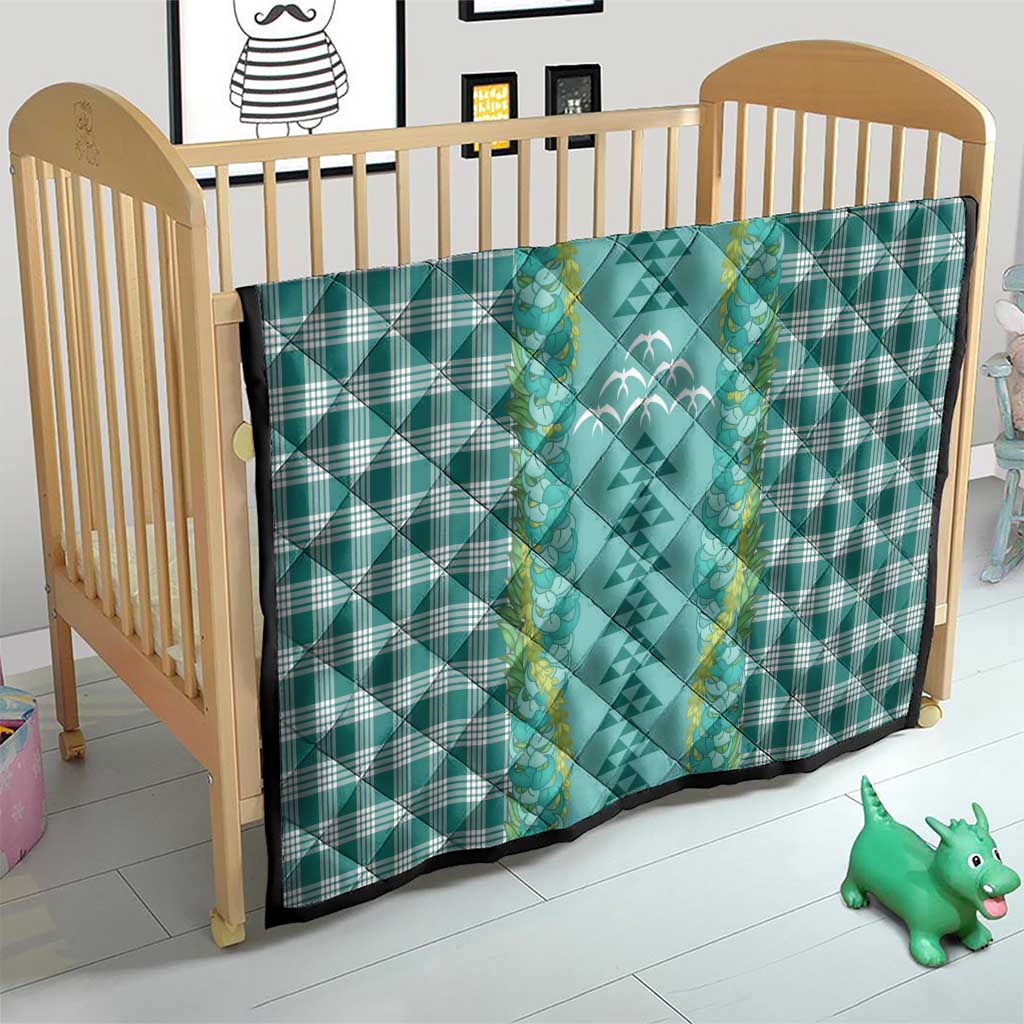 Teal Palaka Hawaii Iwa Bird Quilt Hawaiian Kakau Jade Vine Lei - Polynesian Pride