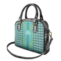 Teal Palaka Hawaii Iwa Bird Shoulder Handbag Hawaiian Kakau Jade Vine Lei - Polynesian Pride