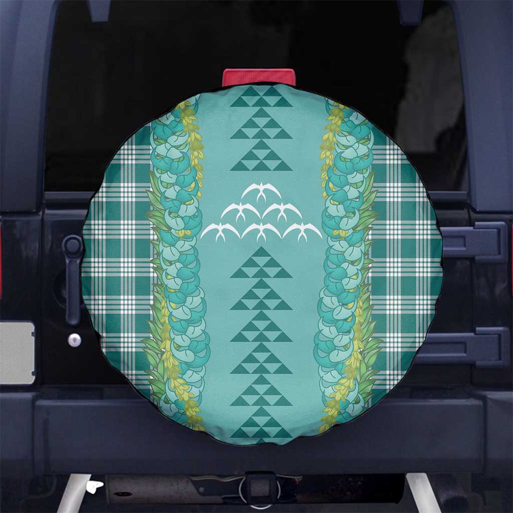 Teal Palaka Hawaii Iwa Bird Spare Tire Cover Hawaiian Kakau Jade Vine Lei LT14 No hole Teal - Polynesian Pride