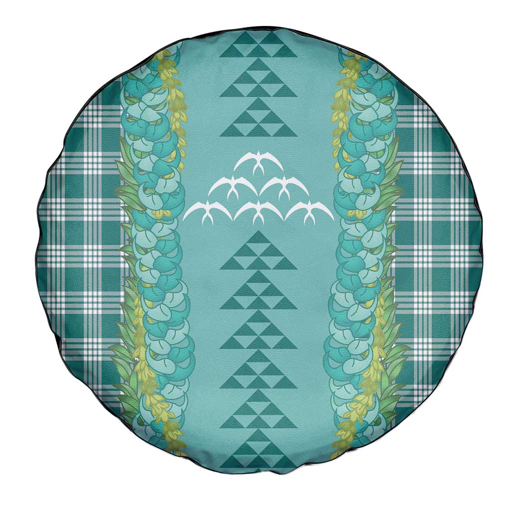 Teal Palaka Hawaii Iwa Bird Spare Tire Cover Hawaiian Kakau Jade Vine Lei LT14 - Polynesian Pride