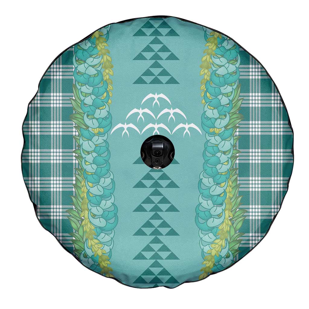 Teal Palaka Hawaii Iwa Bird Spare Tire Cover Hawaiian Kakau Jade Vine Lei LT14 - Polynesian Pride