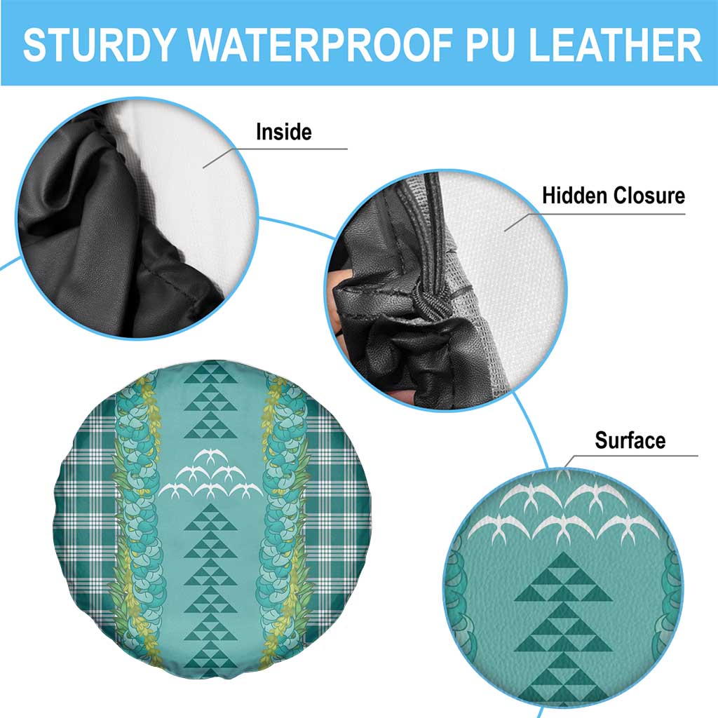 Teal Palaka Hawaii Iwa Bird Spare Tire Cover Hawaiian Kakau Jade Vine Lei LT14 - Polynesian Pride