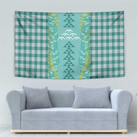 Teal Palaka Hawaii Iwa Bird Tapestry Hawaiian Kakau Jade Vine Lei LT14 - Polynesian Pride