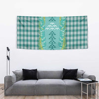 Teal Palaka Hawaii Iwa Bird Tapestry Hawaiian Kakau Jade Vine Lei LT14 - Polynesian Pride