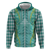 Teal Palaka Hawaii Iwa Bird Zip Hoodie Hawaiian Kakau Jade Vine Lei LT14 Zip Hoodie Teal - Polynesian Pride
