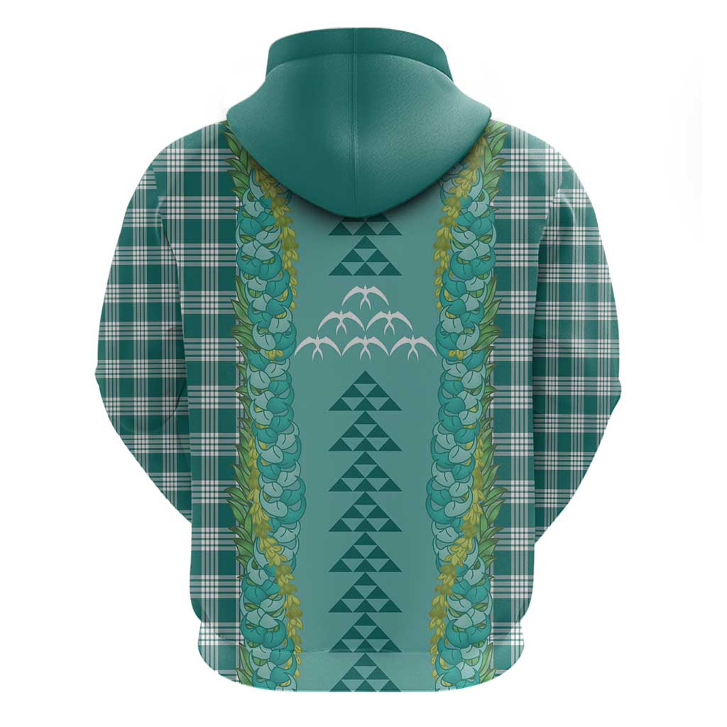 Teal Palaka Hawaii Iwa Bird Zip Hoodie Hawaiian Kakau Jade Vine Lei LT14 - Polynesian Pride