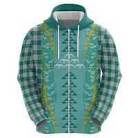 Teal Palaka Hawaii Iwa Bird Zip Hoodie Hawaiian Kakau Jade Vine Lei LT14 - Polynesian Pride