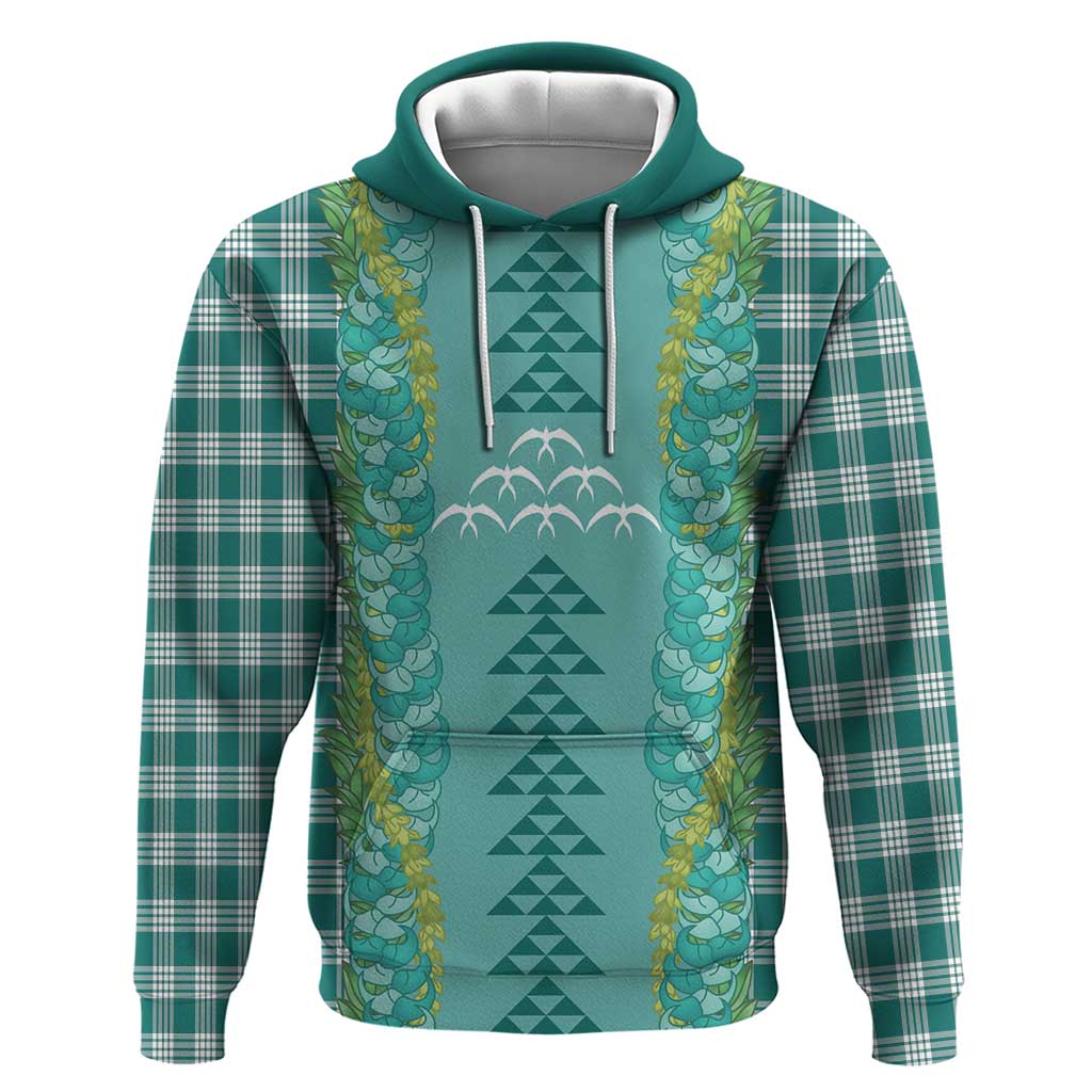 Teal Palaka Hawaii Iwa Bird Zip Hoodie Hawaiian Kakau Jade Vine Lei LT14 Pullover Hoodie Teal - Polynesian Pride