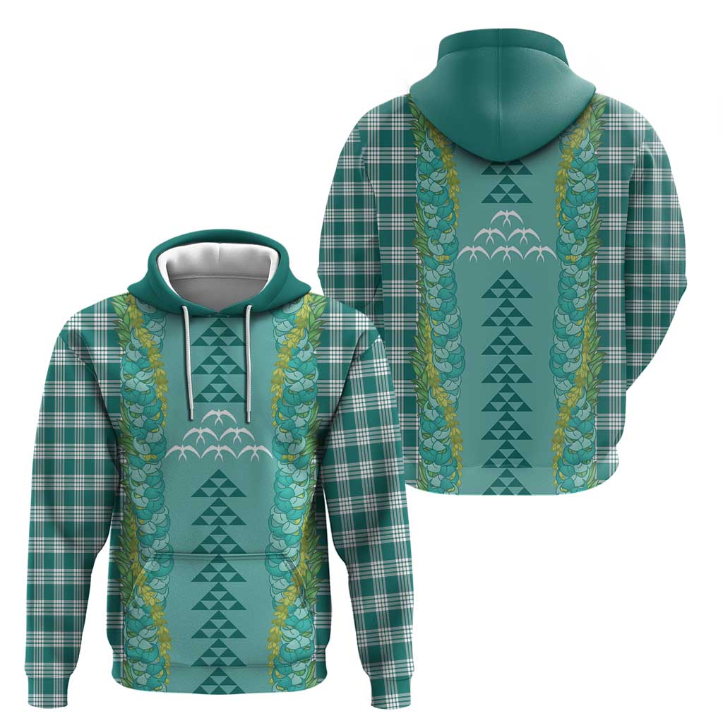 Teal Palaka Hawaii Iwa Bird Zip Hoodie Hawaiian Kakau Jade Vine Lei LT14 - Polynesian Pride