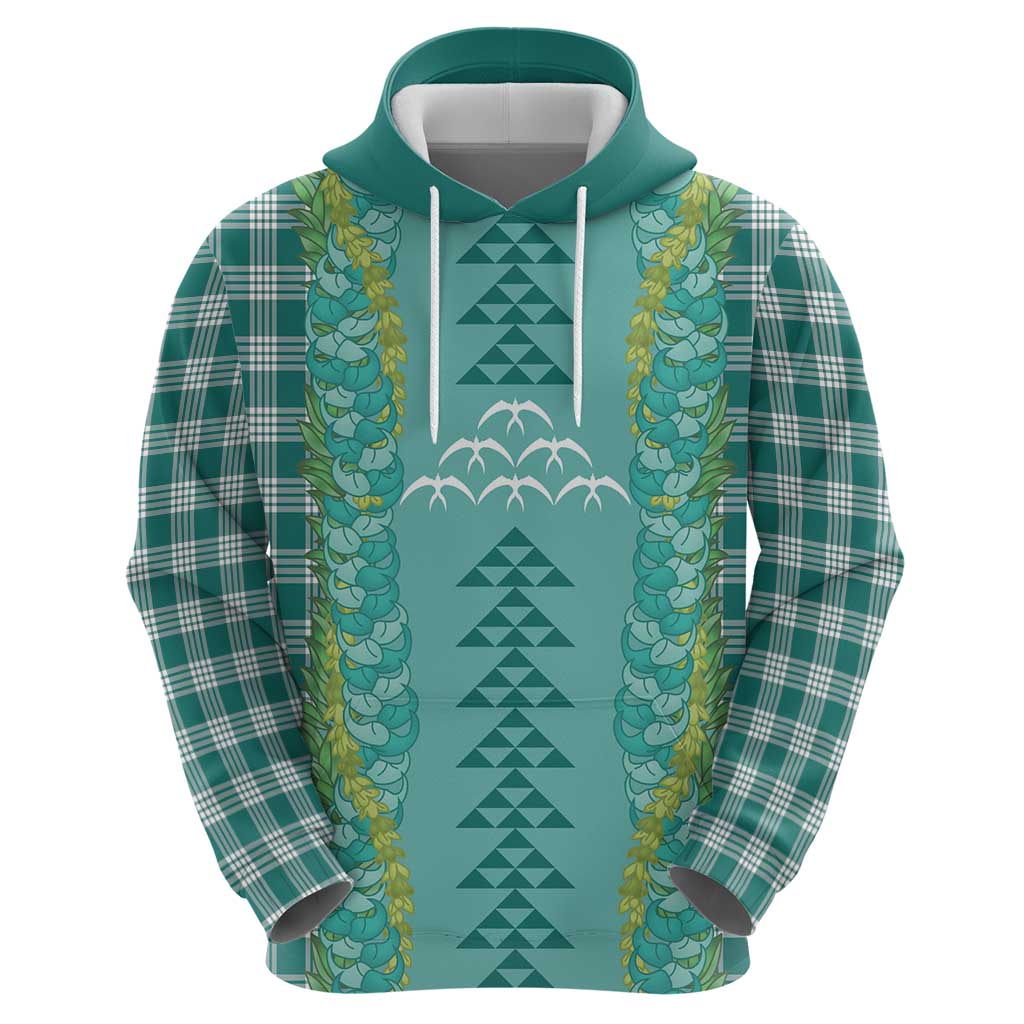 Teal Palaka Hawaii Iwa Bird Zip Hoodie Hawaiian Kakau Jade Vine Lei LT14 - Polynesian Pride