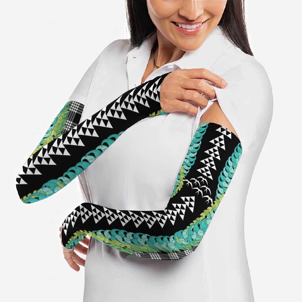 Black Palaka Hawaii Iwa Bird Arm Sleeves Hawaiian Kakau Jade Vine Lei - Polynesian Pride
