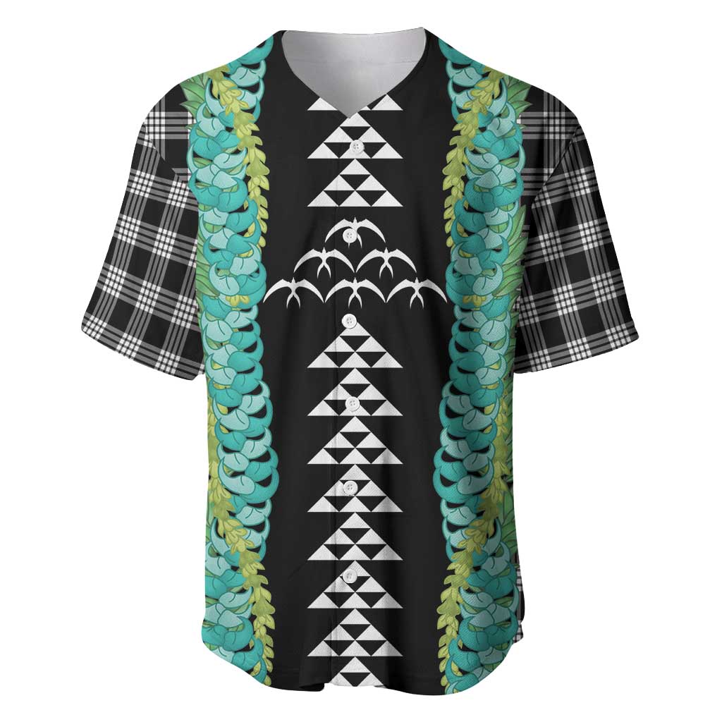 Black Palaka Hawaii Iwa Bird Baseball Jersey Hawaiian Kakau Jade Vine Lei - Polynesian Pride