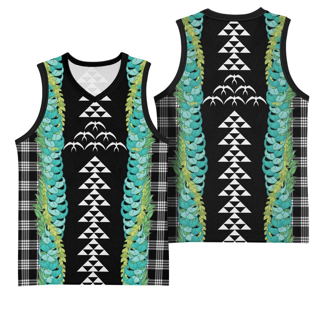 Black Palaka Hawaii Iwa Bird Basketball Jersey Hawaiian Kakau Jade Vine Lei LT14 - Polynesian Pride