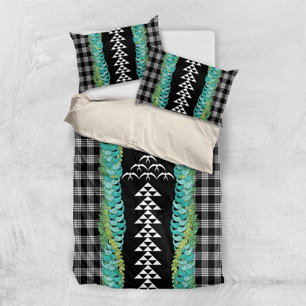 Black Palaka Hawaii Iwa Bird Bedding Set Hawaiian Kakau Jade Vine Lei - Polynesian Pride
