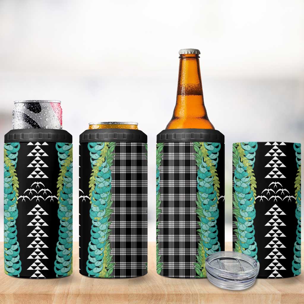 Black Palaka Hawaii Iwa Bird 4 in 1 Can Cooler Tumbler Hawaiian Kakau Jade Vine Lei LT14 - Polynesian Pride