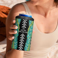 Black Palaka Hawaii Iwa Bird 4 in 1 Can Cooler Tumbler Hawaiian Kakau Jade Vine Lei LT14 - Polynesian Pride