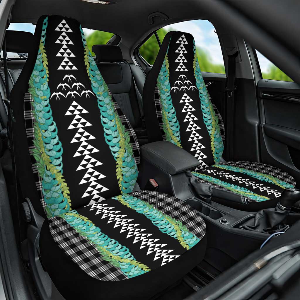Black Palaka Hawaii Iwa Bird Car Seat Cover Hawaiian Kakau Jade Vine Lei LT14 One Size Black - Polynesian Pride
