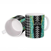 Black Palaka Hawaii Iwa Bird Ceramic Mug Hawaiian Kakau Jade Vine Lei - Polynesian Pride