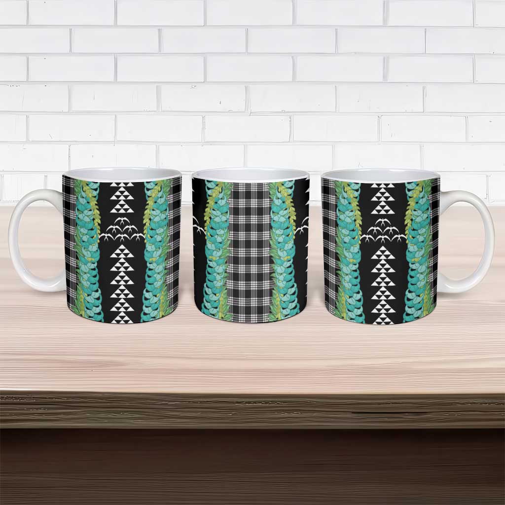 Black Palaka Hawaii Iwa Bird Ceramic Mug Hawaiian Kakau Jade Vine Lei - Polynesian Pride