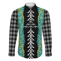 Black Palaka Hawaii Iwa Bird Family Matching Off The Shoulder Long Sleeve Dress and Hawaiian Shirt Hawaiian Kakau Jade Vine Lei LT14 Dad's Shirt - Long Sleeve Black - Polynesian Pride