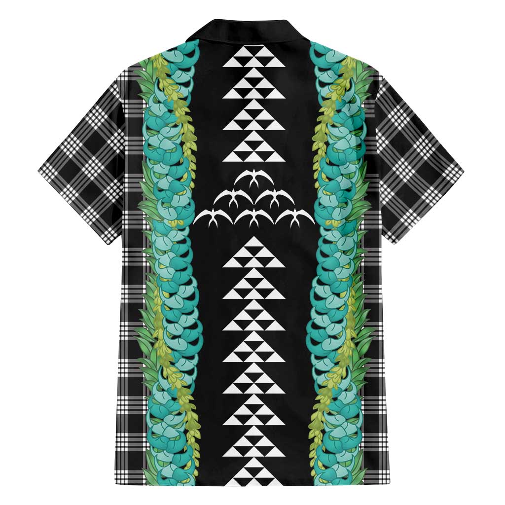 Black Palaka Hawaii Iwa Bird Family Matching Off Shoulder Short Dress and Hawaiian Shirt Hawaiian Kakau Jade Vine Lei LT14 - Polynesian Pride