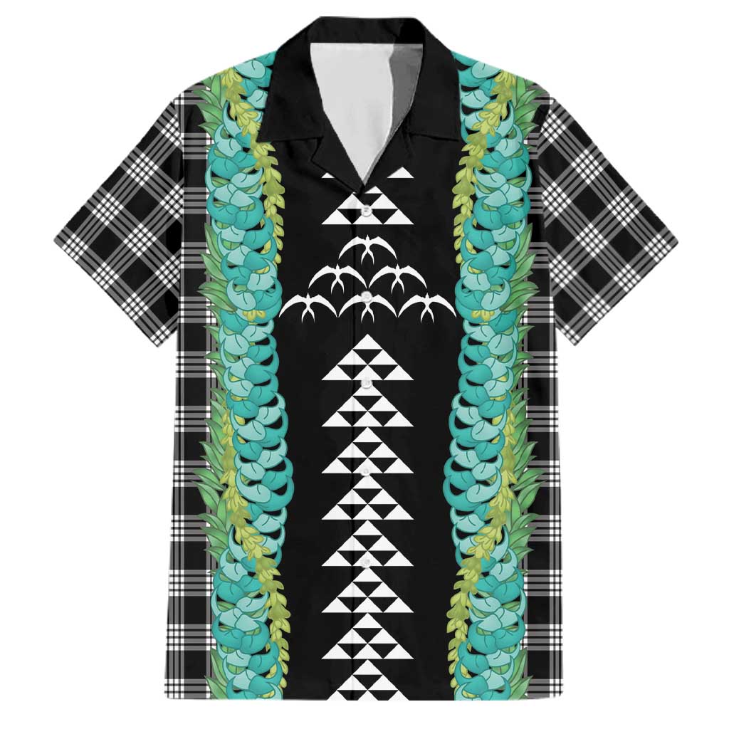 Black Palaka Hawaii Iwa Bird Family Matching Short Sleeve Bodycon Dress and Hawaiian Shirt Hawaiian Kakau Jade Vine Lei LT14 Dad's Shirt - Short Sleeve Black - Polynesian Pride