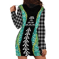 Black Palaka Hawaii Iwa Bird Hoodie Dress Hawaiian Kakau Jade Vine Lei LT14 - Polynesian Pride