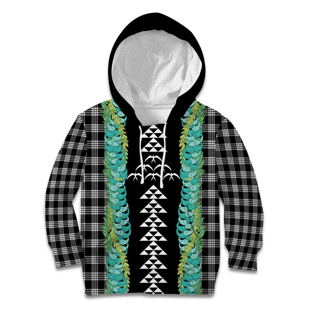 Black Palaka Hawaii Iwa Bird Kid Hoodie Hawaiian Kakau Jade Vine Lei LT14 Hoodie Black - Polynesian Pride