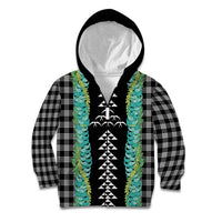Black Palaka Hawaii Iwa Bird Kid Hoodie Hawaiian Kakau Jade Vine Lei LT14 Zip Hoodie Black - Polynesian Pride