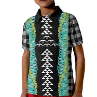 Black Palaka Hawaii Iwa Bird Kid Polo Shirt Hawaiian Kakau Jade Vine Lei LT14 Kid Black - Polynesian Pride