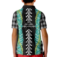Black Palaka Hawaii Iwa Bird Kid Polo Shirt Hawaiian Kakau Jade Vine Lei LT14 - Polynesian Pride