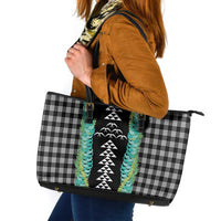 Black Palaka Hawaii Iwa Bird Leather Tote Bag Hawaiian Kakau Jade Vine Lei - Polynesian Pride