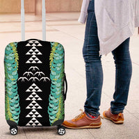 Black Palaka Hawaii Iwa Bird Luggage Cover Hawaiian Kakau Jade Vine Lei LT14 Black - Polynesian Pride