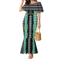Black Palaka Hawaii Iwa Bird Mermaid Dress Hawaiian Kakau Jade Vine Lei LT14 Women Black - Polynesian Pride