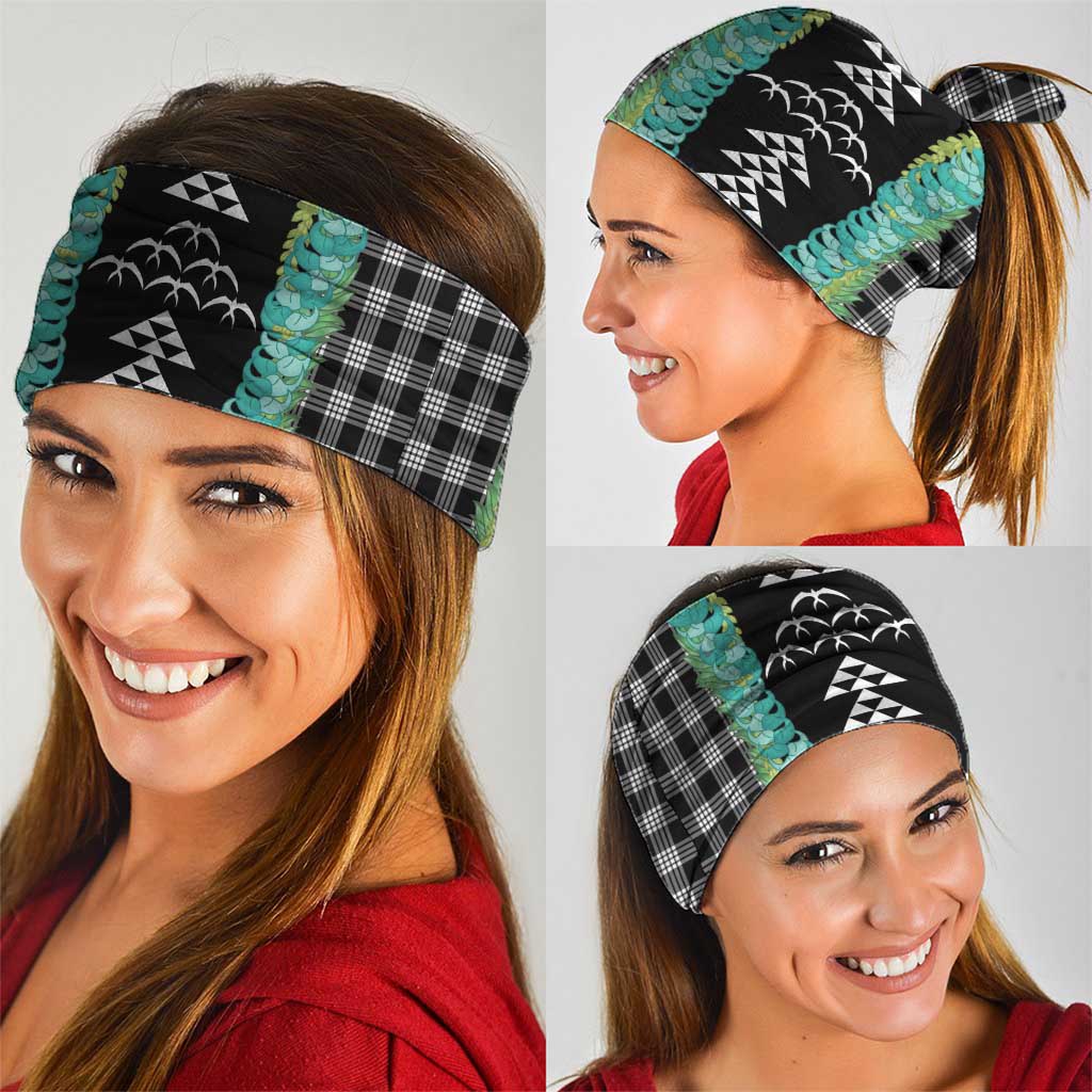 Black Palaka Hawaii Iwa Bird Neck Gaiter Hawaiian Kakau Jade Vine Lei - Polynesian Pride