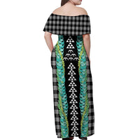 Black Palaka Hawaii Iwa Bird Off Shoulder Maxi Dress Hawaiian Kakau Jade Vine Lei LT14 - Polynesian Pride
