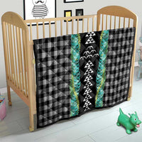 Black Palaka Hawaii Iwa Bird Quilt Hawaiian Kakau Jade Vine Lei - Polynesian Pride