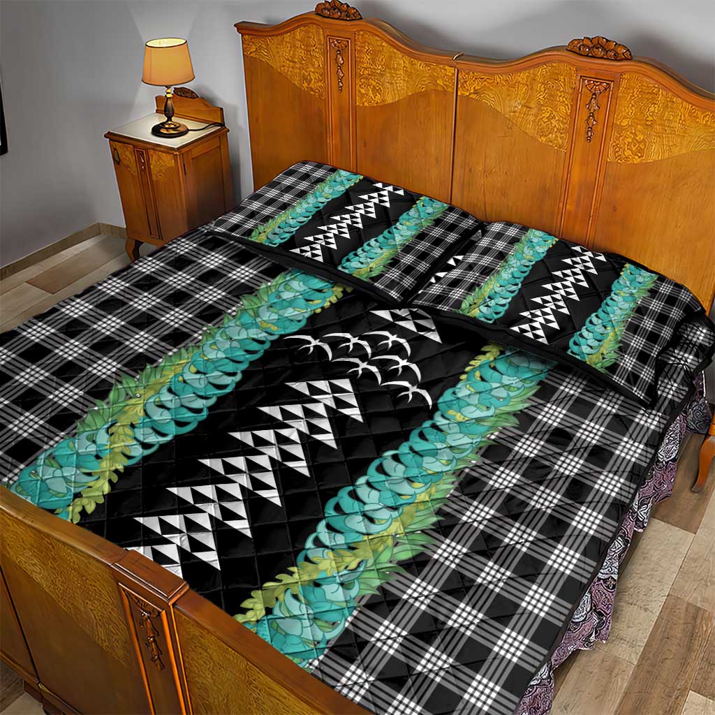 Black Palaka Hawaii Iwa Bird Quilt Bed Set Hawaiian Kakau Jade Vine Lei LT14 - Polynesian Pride