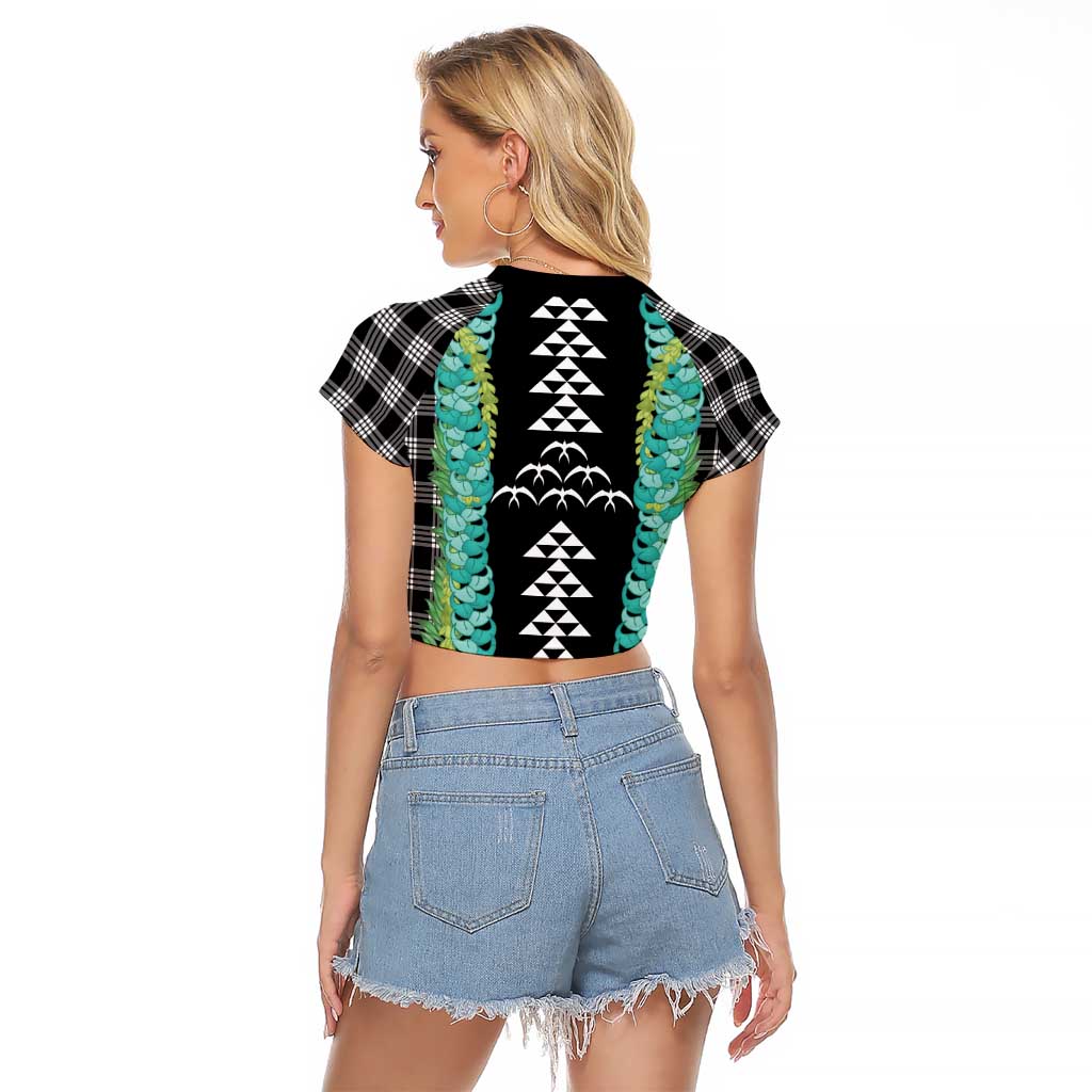 Black Palaka Hawaii Iwa Bird Raglan Cropped T Shirt Hawaiian Kakau Jade Vine Lei LT14 - Polynesian Pride