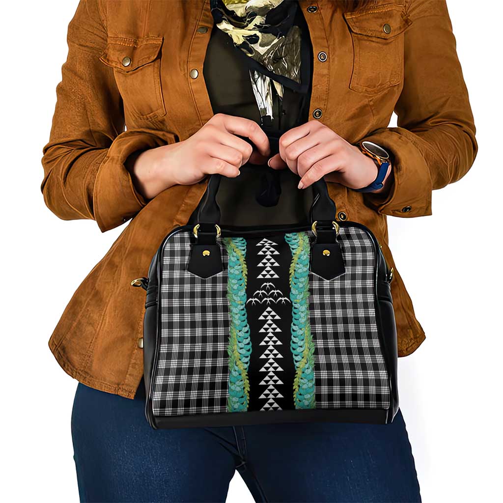 Black Palaka Hawaii Iwa Bird Shoulder Handbag Hawaiian Kakau Jade Vine Lei - Polynesian Pride