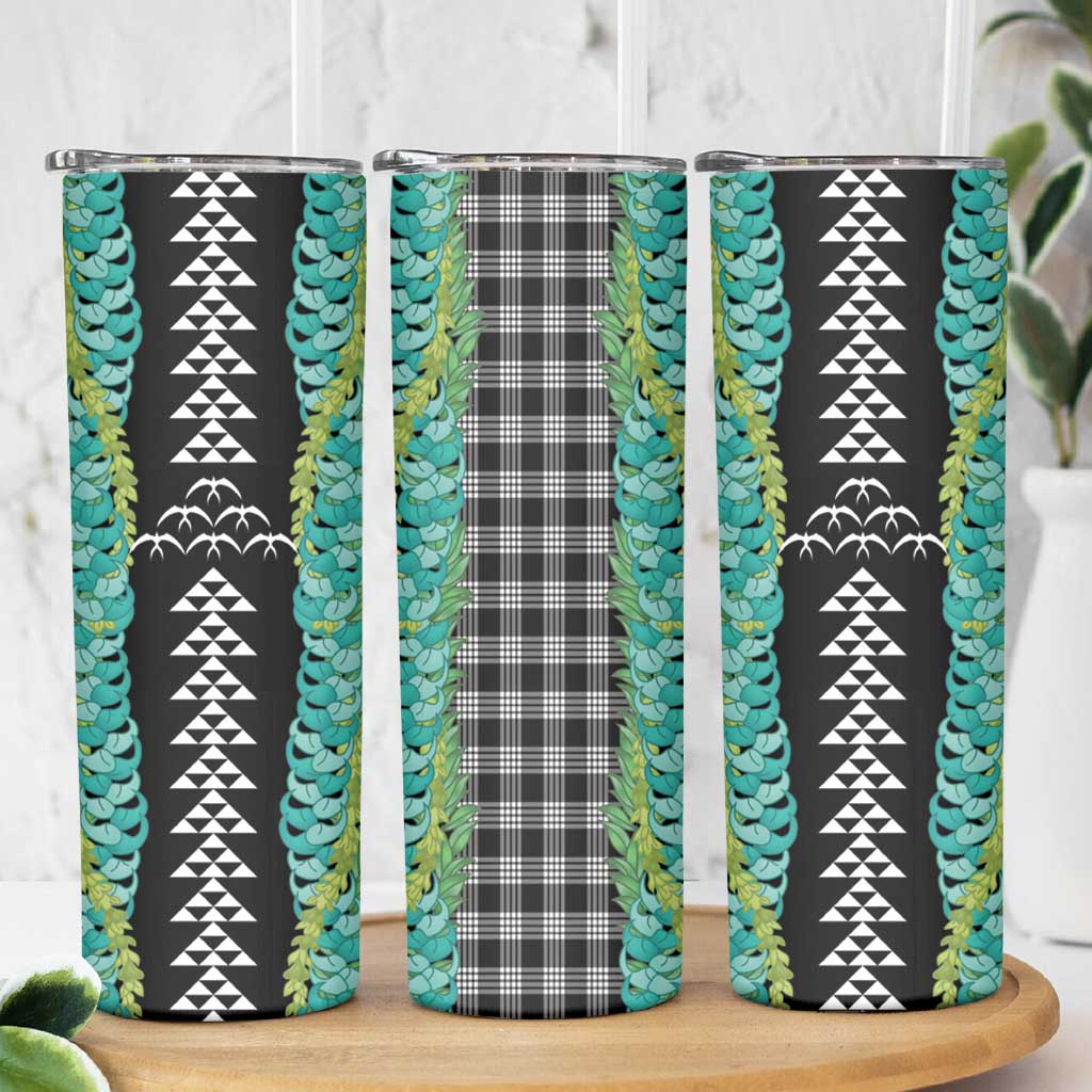 Black Palaka Hawaii Iwa Bird Skinny Tumbler Hawaiian Kakau Jade Vine Lei LT14 - Polynesian Pride