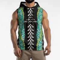 Black Palaka Hawaii Iwa Bird Sleeveless Hoodie Hawaiian Kakau Jade Vine Lei LT14 - Polynesian Pride