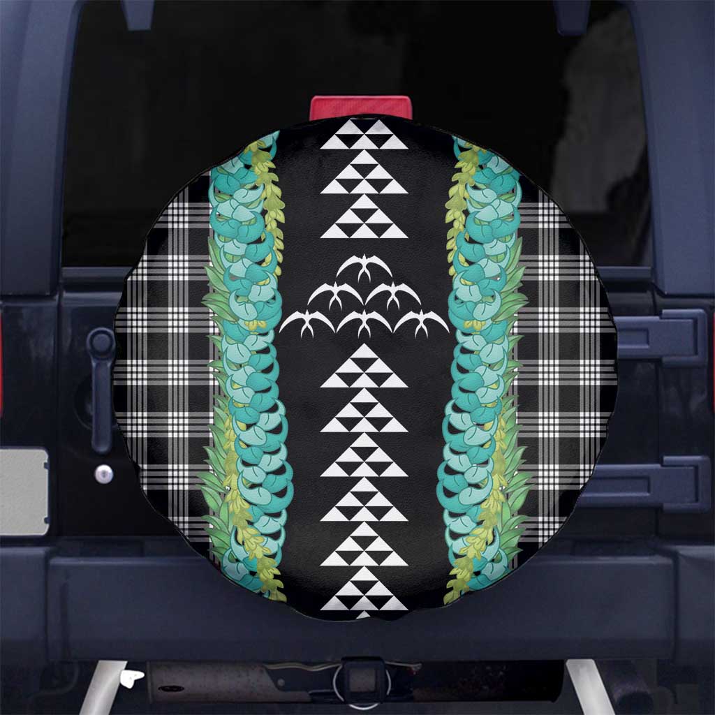 Black Palaka Hawaii Iwa Bird Spare Tire Cover Hawaiian Kakau Jade Vine Lei LT14 No hole Black - Polynesian Pride