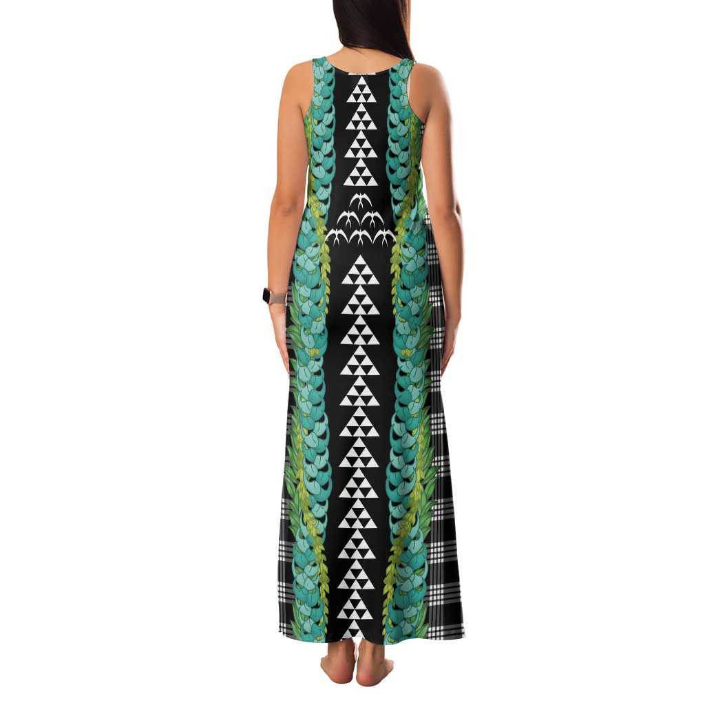 Black Palaka Hawaii Iwa Bird Tank Maxi Dress Hawaiian Kakau Jade Vine Lei LT14 - Polynesian Pride