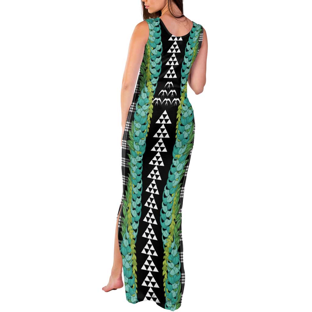 Black Palaka Hawaii Iwa Bird Tank Maxi Dress Hawaiian Kakau Jade Vine Lei LT14 - Polynesian Pride