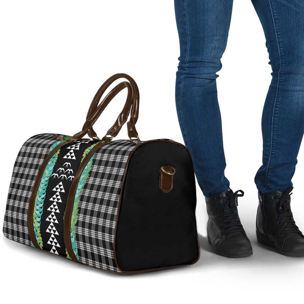 Black Palaka Hawaii Iwa Bird Travel Bag Hawaiian Kakau Jade Vine Lei - Polynesian Pride