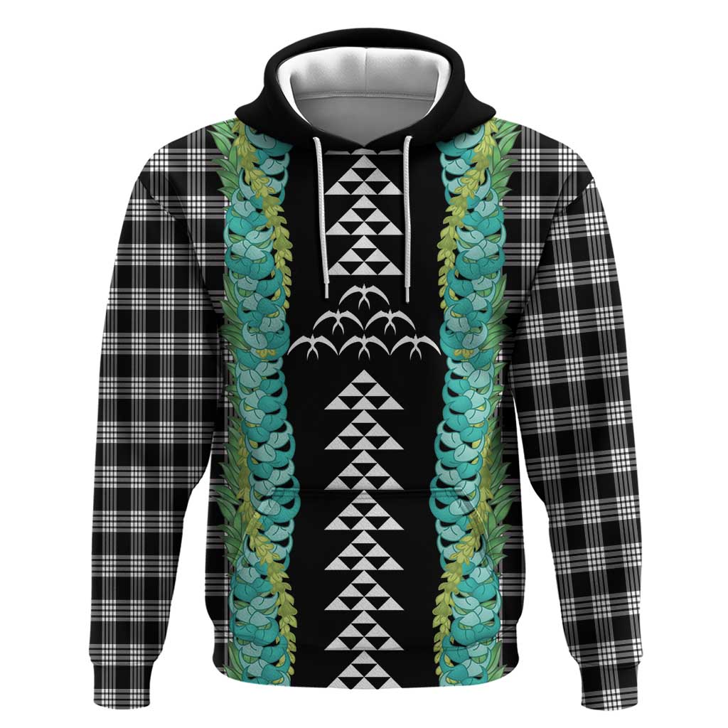 Black Palaka Hawaii Iwa Bird Zip Hoodie Hawaiian Kakau Jade Vine Lei LT14 Pullover Hoodie Black - Polynesian Pride